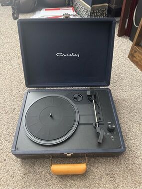 Crosley Navy and Tan Portable Record Player